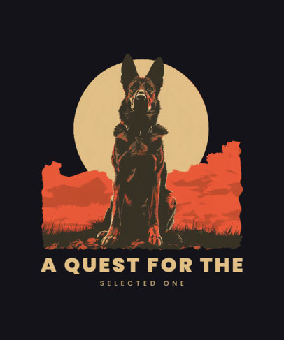T-Shirt Design Template Featuring a Post-Apocalyptic Dog Illustration