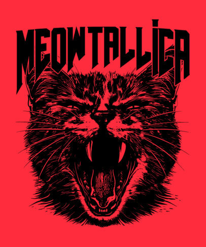 T-Shirt Design Creator Featuring a Meowing Cat with Text Inspired by a Rock Band