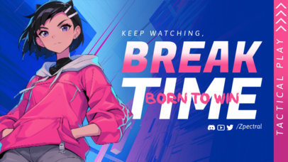 Twitch Screen Template with an Illustrated Woman Inspired by a Shooting Game ed7067a