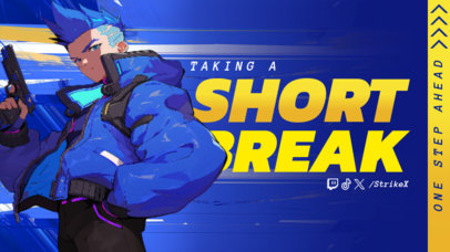 Twitch Screen Creator Featuring a Futuristic Character Holding a Weapon ed7067c