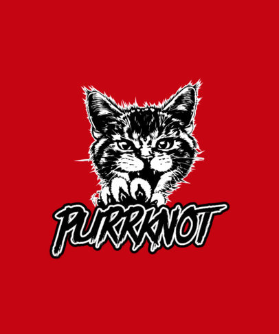 T-Shirt Design Creator Featuring an Aggressive Cat and Text Inspired by a Rock Band
