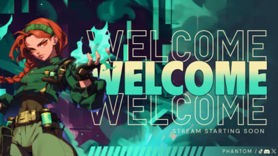 Twitch Screen Template With a Fictional Female Graphic for Streamers ED-7063c