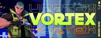 Online Twitch Profile Banner Template for Futuristic Gaming Enthusiasts ED-7062g