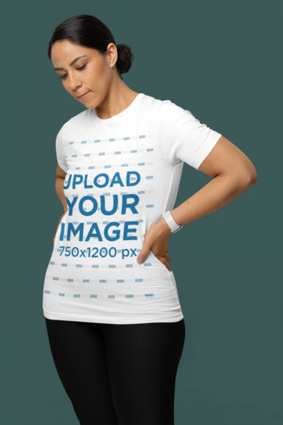 Wellness-Themed Mockup Featuring a Woman Wearing a Bella Canvas Tee