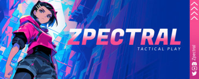 Twitch Banner Template with an Illustrated Woman Inspired by a Shooting Game ed7066a