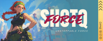 Twitch Banner Generator with a Fierce Woman Inspired by a Hero Shooter Game