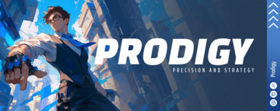 Twitch Banner Template for a Game Squad with a Hero Character Illustration