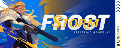 Twitch Banner Template with a Female Hero Inspired by a Tactical Shooters Game ed7066i