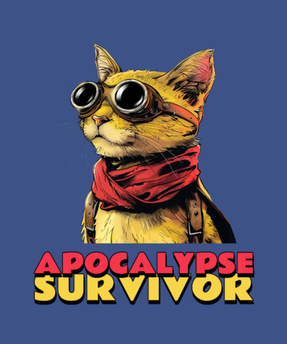 T-Shirt Design Creator Featuring a Cat and an Apocalypse Quote 6720c