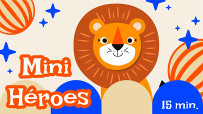 YouTube Thumbnail Template for a Kids' Channel with a Cartoonish Lion 6586e