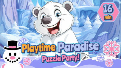 YouTube Thumbnail Generator for a Kids' Channel with a Happy Polar Bear  6585g