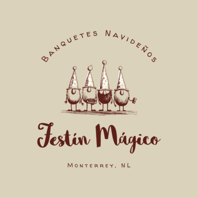 Catering Logo Template With Christmas Gnome Illustrations 6305c