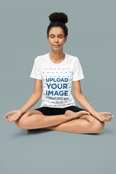 Bella Canvas T-Shirt Mockup of a Woman Practicing a Yoga Pose m40144