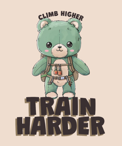 T-Shirt Design Creator Featuring a Teddy Bear in Climbing Gear
