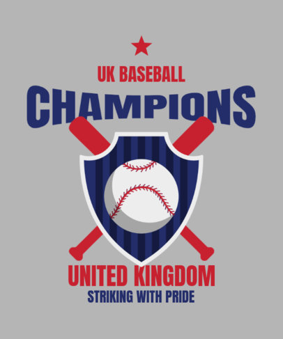 T-Shirt Design Template for an International Sports Event With a Baseball Champions Theme 6742d