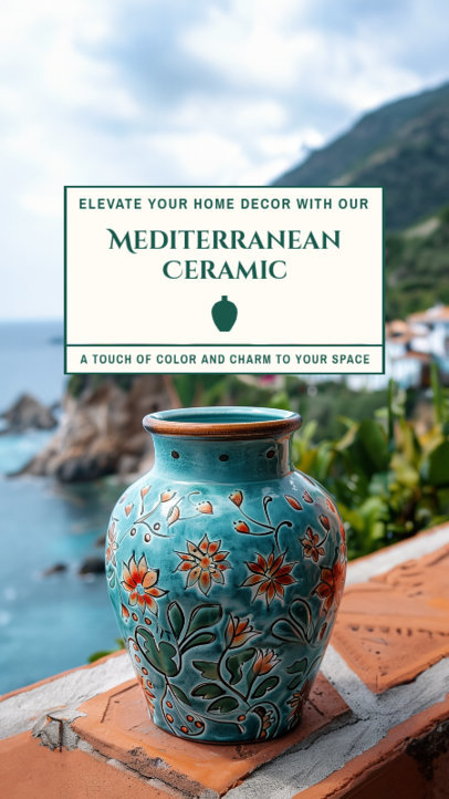 Instagram Story Template with a Mediterranean-Inspired Ceramic Vase 6739a