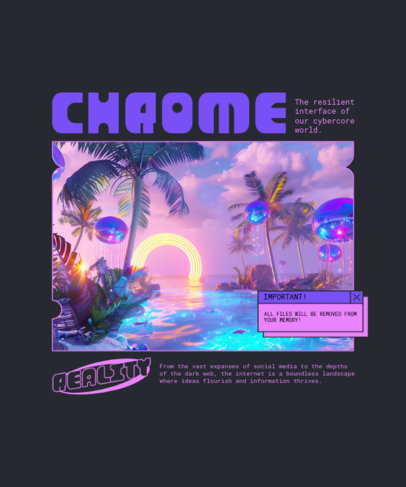 T-Shirt Design Template with a Tropical Illustration Featuring a Frutiger Aero Aesthetic ed7079a