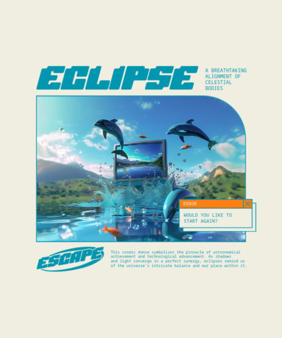 T-Shirt Design Template Featuring Flying Dolphins with a Frutiger Aero Aesthetic ed7079e
