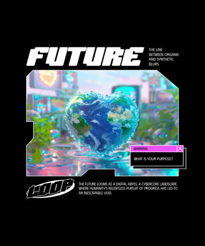 Frutiger Aero-Inspired T-Shirt Design Creator with a Glossy Heart-Shaped Planet ed7079f