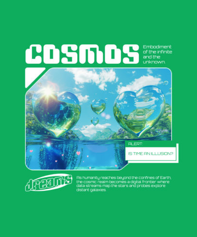 T-Shirt Design Maker Featuring Futuristic Heart Illustrations with a Frutiger Aero Aesthetic ed7079c