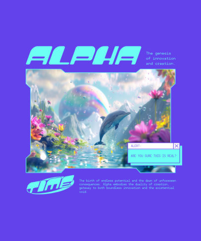 Frutiger Aero-Inspired T-Shirt Design Maker Featuring Glossy Flowers and Dolphins ed7079h