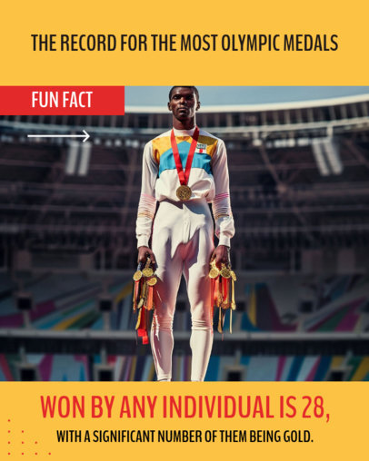 Record Medalist Instagram Post Template for an International Sports Event Fact 6744h
