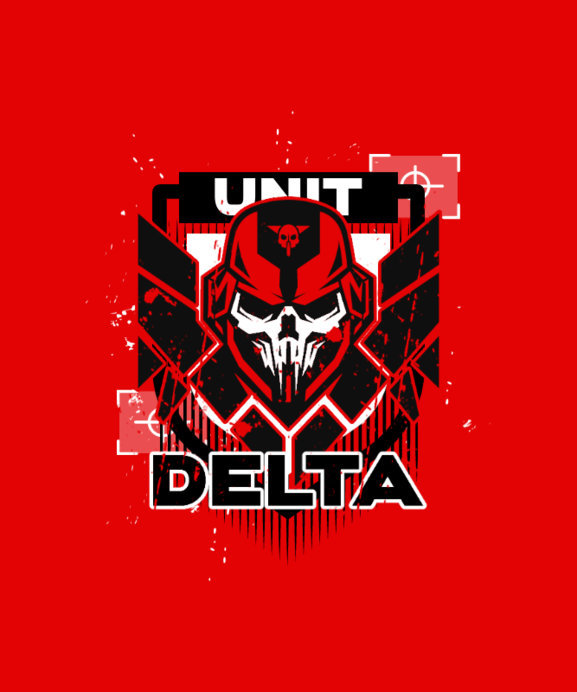 T-Shirt Design Template Featuring a Skull with a Helmet for a Military Shooting Game