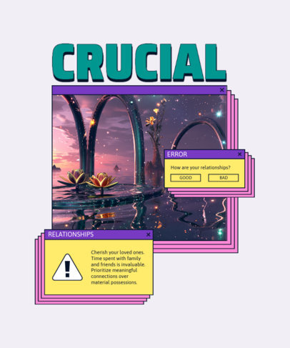 T-Shirt Design Template Featuring a Webcore-Themed Aesthetic ED-7081c