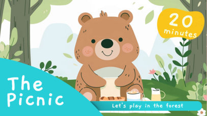 YouTube Thumbnail Creator for a Kids' Educational Channel with a Smiling Bear 6588b