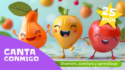 YouTube Thumbnail Generator with Happy Fruits for a Children's Channel 6588g