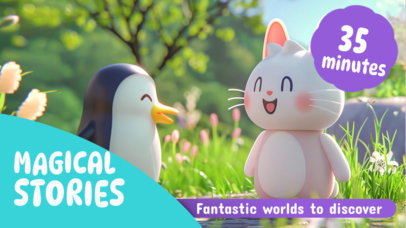 YouTube Thumbnail Maker for a Kids' Channel with Happy 3D Characters 6588h