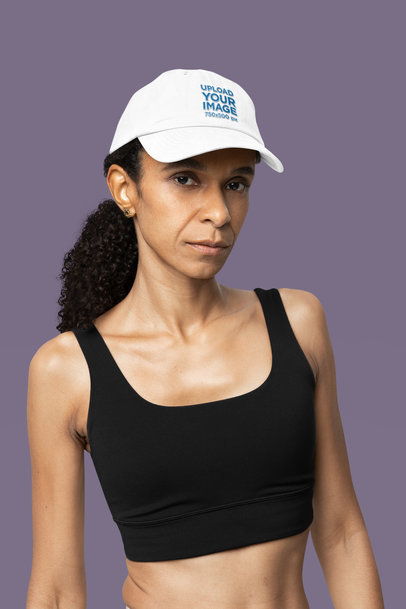 Otto Cap Dad Hat Mockup Featuring a Fitness Woman in a Yoga-Styled Outfit m40195