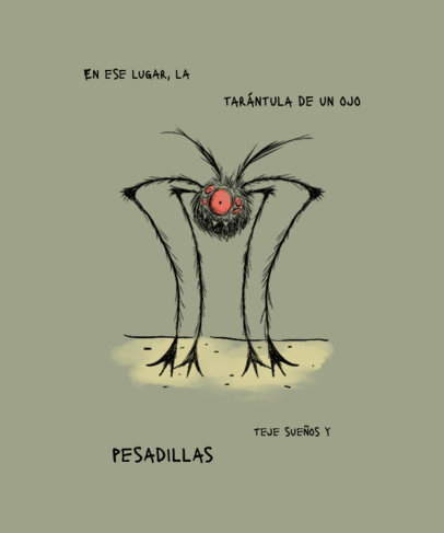 T-Shirt Design Creator With an Illustrated Spider Inspired by Creepy Monsters Films