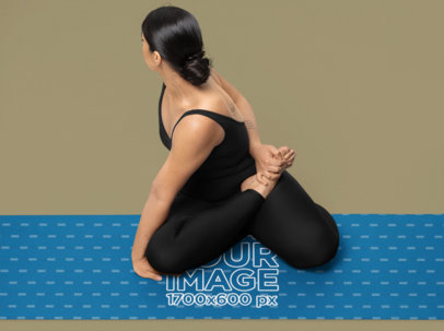 Sublimated Mockup Featuring a Tattooed Woman Stretching Her Body in a Yoga Mat m40150