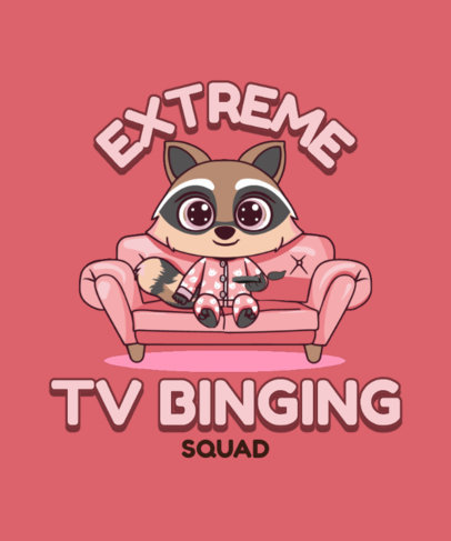 Parody T-Shirt Design Generator with an Illustrated Raccoon Watching TV