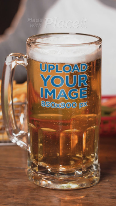Video of a Sublimated Glass Beer Placed on a Wooden Table  8598v