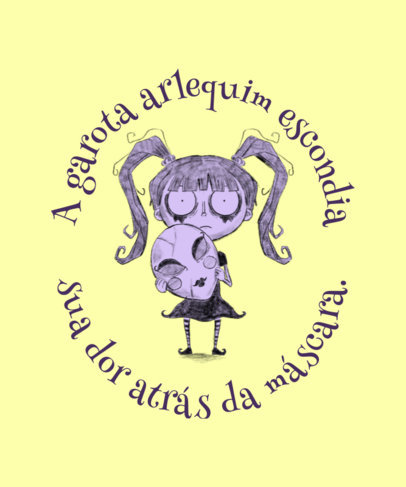 Illustrated T-Shirt Design Maker With a Weird Girl Inspired by Creepy Monsters Films