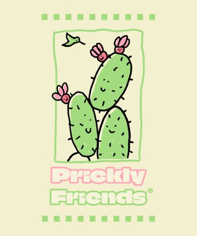 T-Shirt Design Maker Featuring Cute Smiling Cactus 6750