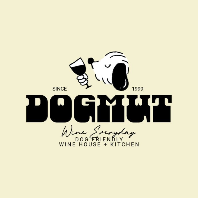Wine House Logo Template Featuring an Illustrated Dog