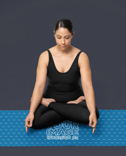Mockup of a Calm Woman Practicing Yoga in a Sublimated Mat m40151