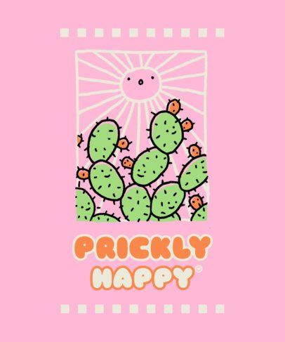 T-Shirt Design Creator Featuring Illustrated Cactus with a Smile 6750c