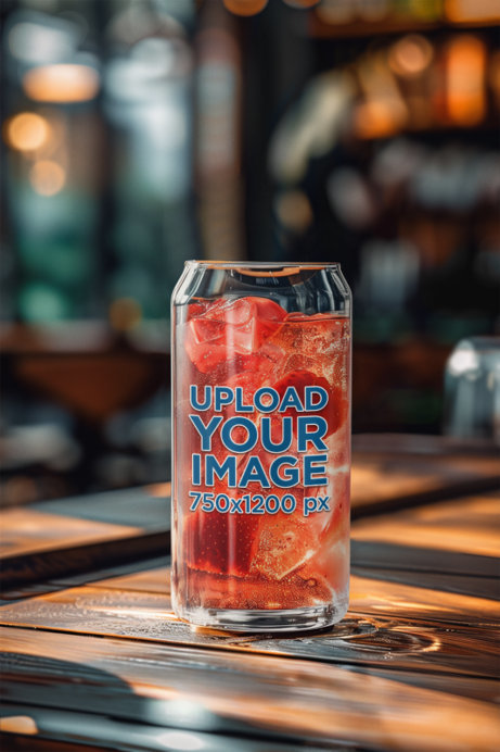 Drinkware Mockup Featuring an AI-Created Beer Can Glass Filled With a Refresher Beverage