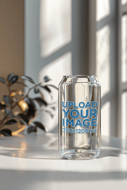 AI-Generated Mockup Featuring an Empty Beer Can Glass m40095