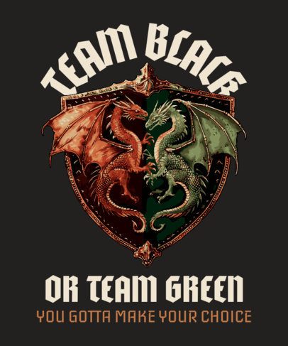 T-Shirt Design Maker Featuring Two Dragons Inspired by a Medieval Fantasy Show