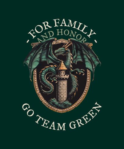 T-Shirt Design Generator Featuring a Dragon in a Castle Inspired by a Medieval Fantasy Show