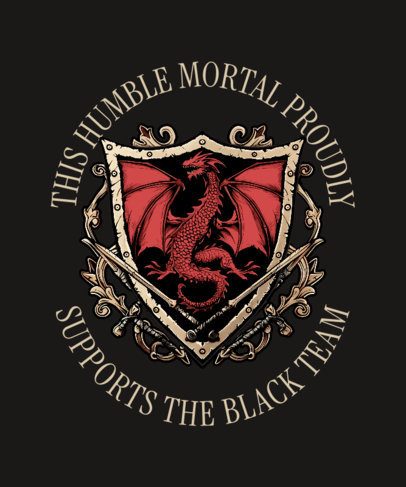 T-Shirt Design Template With an Emblem Inspired by a Medieval Fantasy Show