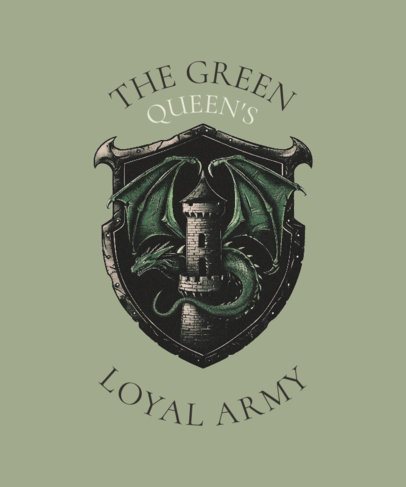 Quote T-Shirt Design Maker Featuring a Dragon Inspired by a Medieval Fantasy Show