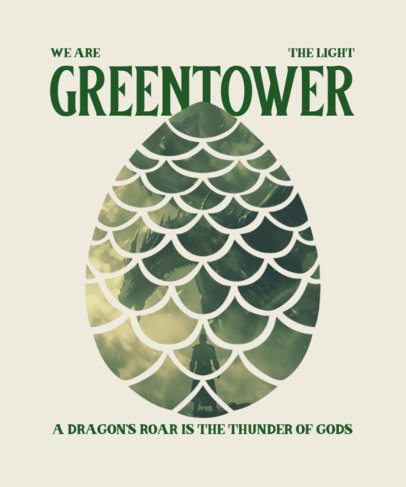 Cool T-Shirt Design Template With a Dragon Quote Inspired by a Medieval Fantasy 6579n