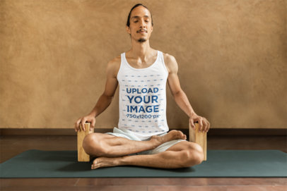 Yoga-Themed Mockup Featuring a Man Wearing a Bella Canvas Tank Top m40053