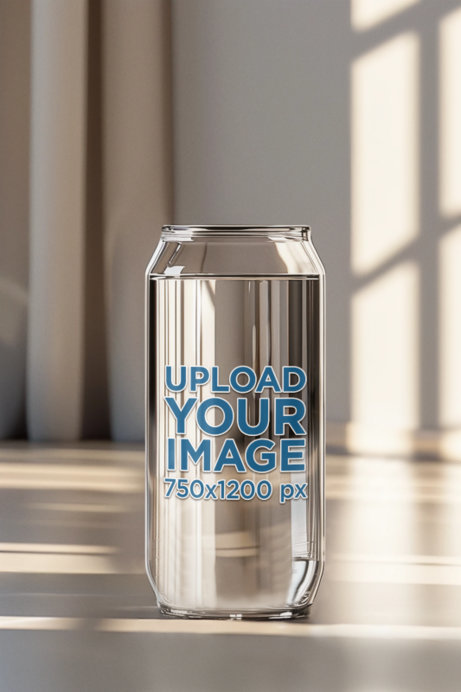 Mockup of an AI-Generated Beer Can Glass Filled With Water on a Table